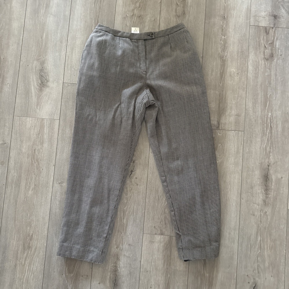 Vtg HARVE BENARD Pants Women's Size 10 100% Wool Flat‎ Front Brown Houndstooth